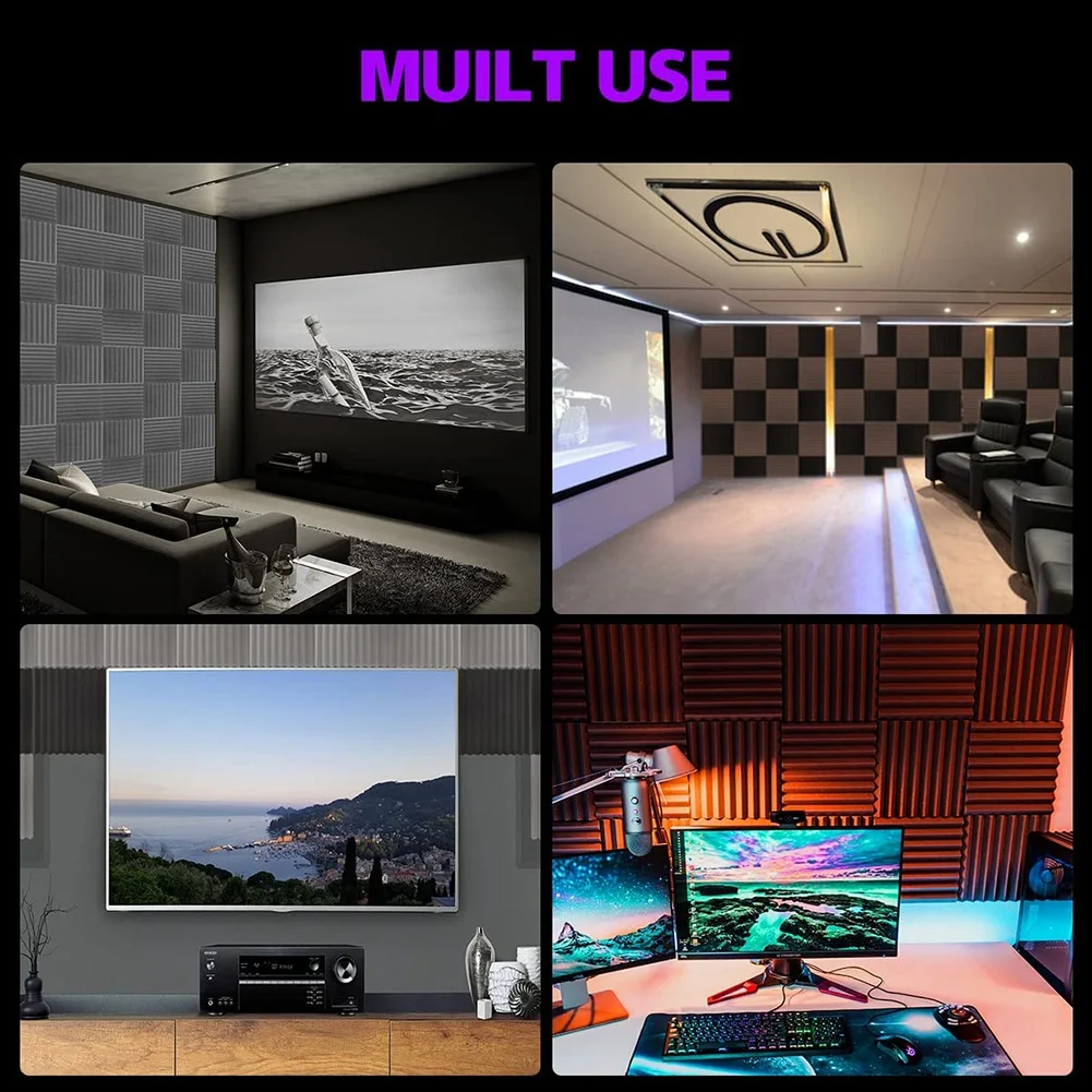 12er Pack selbst klebende Akustik platten, schall dichte Schaumstoff platten, hoch dichte Schallschutz wand paneele für zu Hause (schwarz)