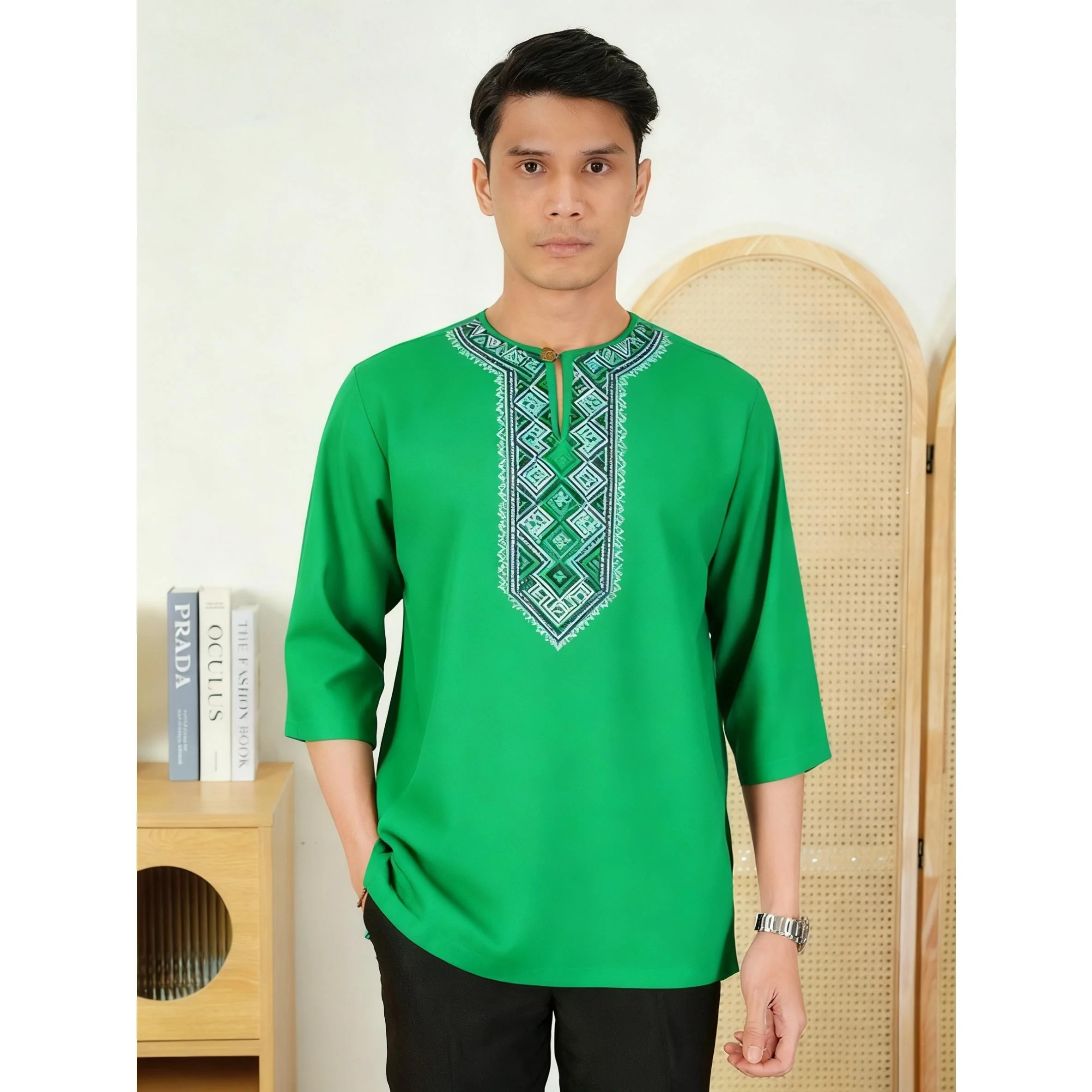 نسخة الشرق الأوسط نمط الشرق الأوسط شخصية إسلامية برونزية بأكمام قصيرة تي شيرت قمصان قميص Ropa Hombres مسلم #6