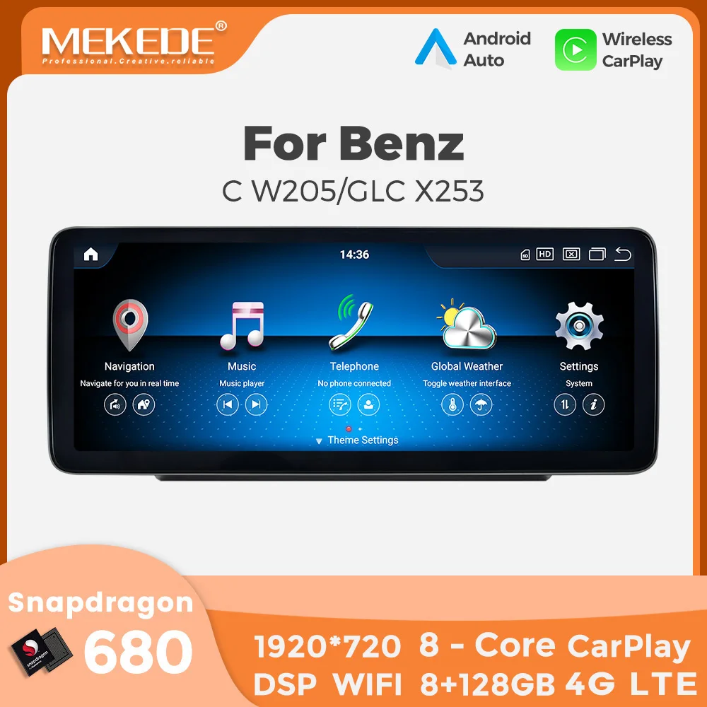 MEKEDE EU Expédition en 24h Autoradio Android 14 pour Mercedes Benz Classe C W205 GLC X253 V W446 2014-2018 NTG5.0 Qualcomm Snapdragon 668/680 Unité principale Carplay Android Auto Écran tactile QLED 1920*720 GPS Navi Multimédia automobile Capteur Sony 662 Caméra 360