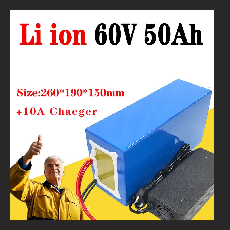 

Литий-ионная батарея 60 В 50 Ач 150*190*260 м для электрического вилочного погрузчика 6000 Вт AGV, тележки, скутера, тягача