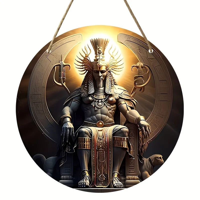 

Egyptian God Of The Sun Painting Round Plaque Decor,Hanging Acrylic Plaque,Acrylic Sign,Wall,Room,Home,Courtyard,Garage Decor