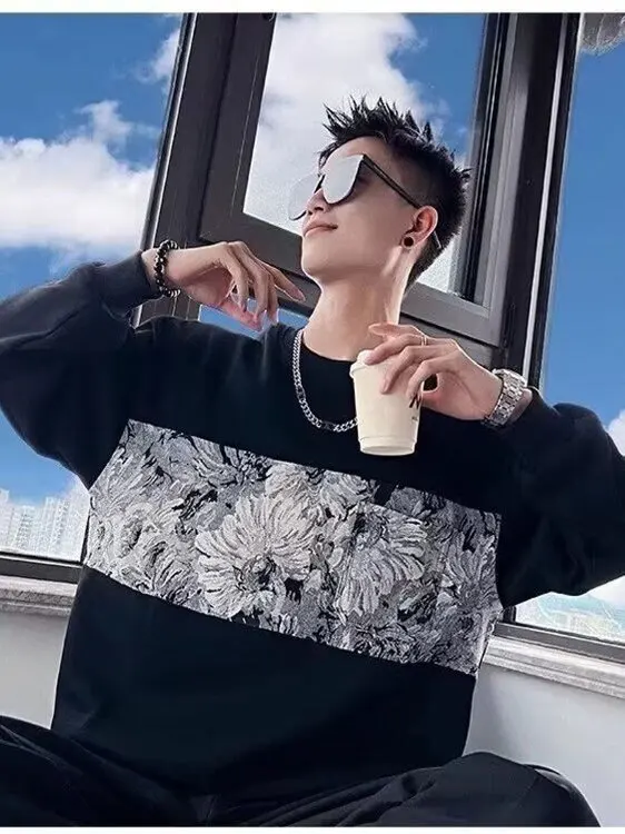 

Модный мужской свитшот с капюшоном и длинными рукавами, свободного кроя, осенняя новинка, большие размеры, повседневный, удобный топ