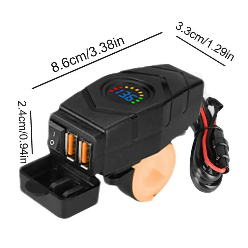 Motorcycle USB Charger Phone Charger 12V/24V Phone Charger Socket Dual USB Moto Charger LED Voltmeter Waterproof Power Adapter