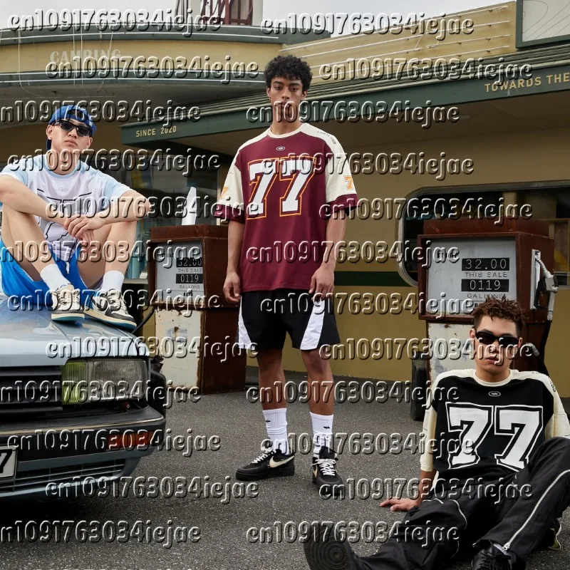 

Short Sleeve Sports T-Shirt Rugby Basketball Hip Hop Ball Jersey High Street Casual American Retro Ice Hockey Shirt Tee
