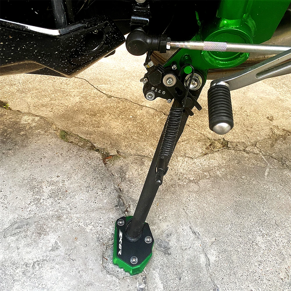 Pour Kawasaki ZX6R ZX-6R 2025 ZX10R ZX 10R 2007-2025 2024 CNC pied de moto support latéral béquille agrandisseur tampon bouchons de Valve de pneu