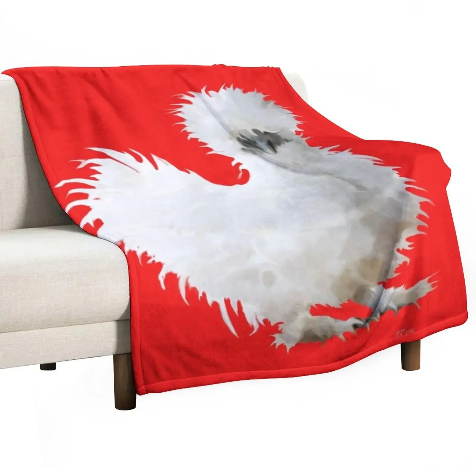 

Silly White Silkie Chicken Throw Blanket cosplay anime funny gift Blankets