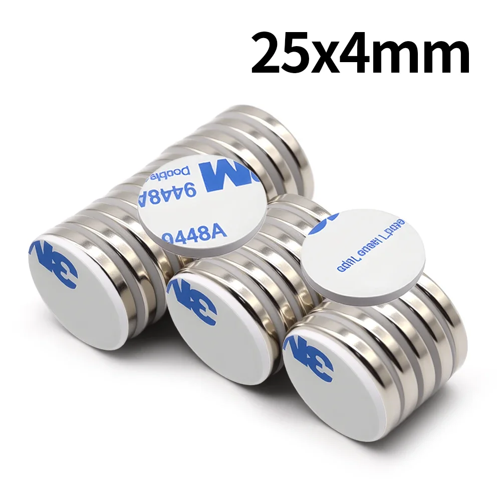

25x4mm Super Powerful Magnet Neodymium With double-sided adhesive Magnet Round NdfeB N35 Strong Refrigerator Magnets