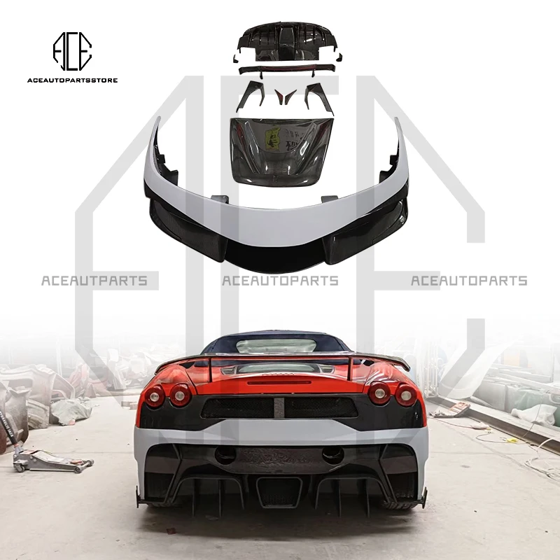 Body Kit Half Carbon Fiber For Ferrari F430 V Style Front Rear Bumper Fender Hood