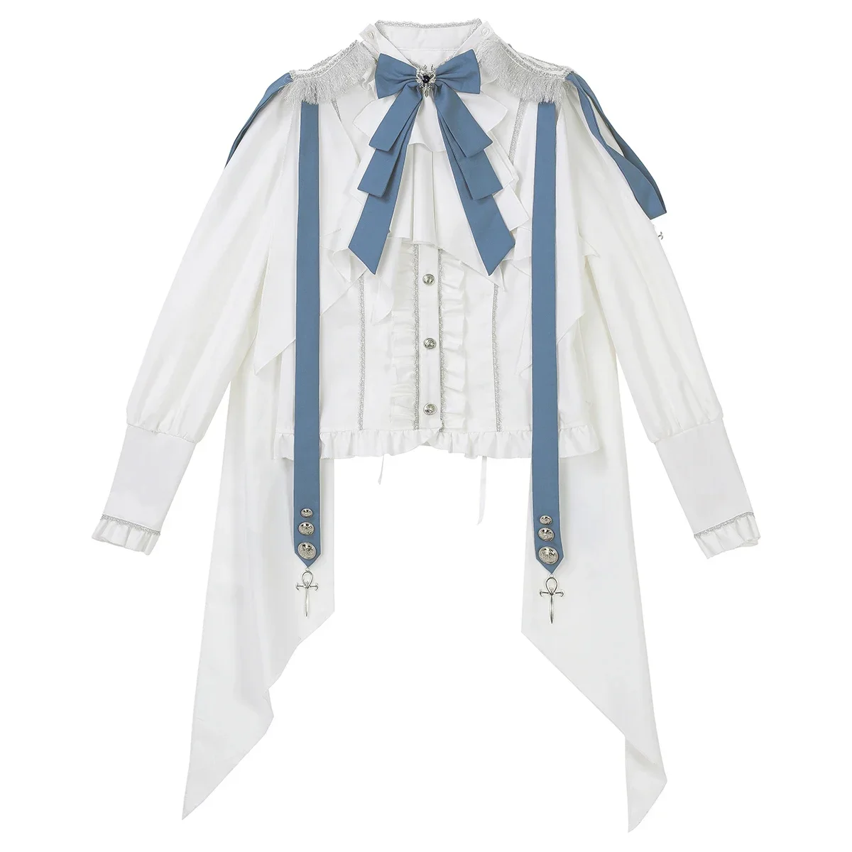 

Bow Irregular Long Sleeve Shirt and Skirt Set Two-piece Set Original Design Lolita Dress Women's High Waist Slim Cosplay Costume