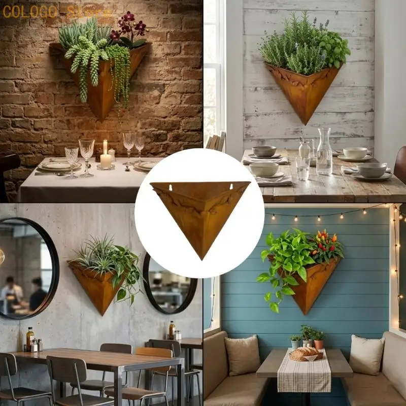 Decorative Iron Flowerpot Triangular Planter Container Flower Vase Decorative Vase For Party Indoor