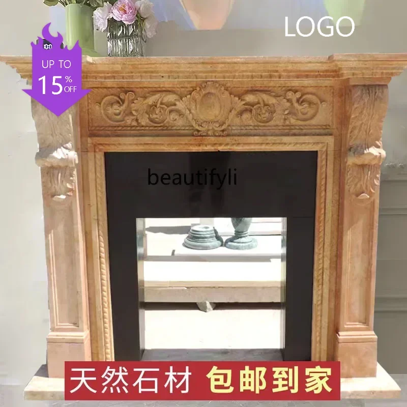 P Marble mantel European carved living room ornament natural marble stone fireplace