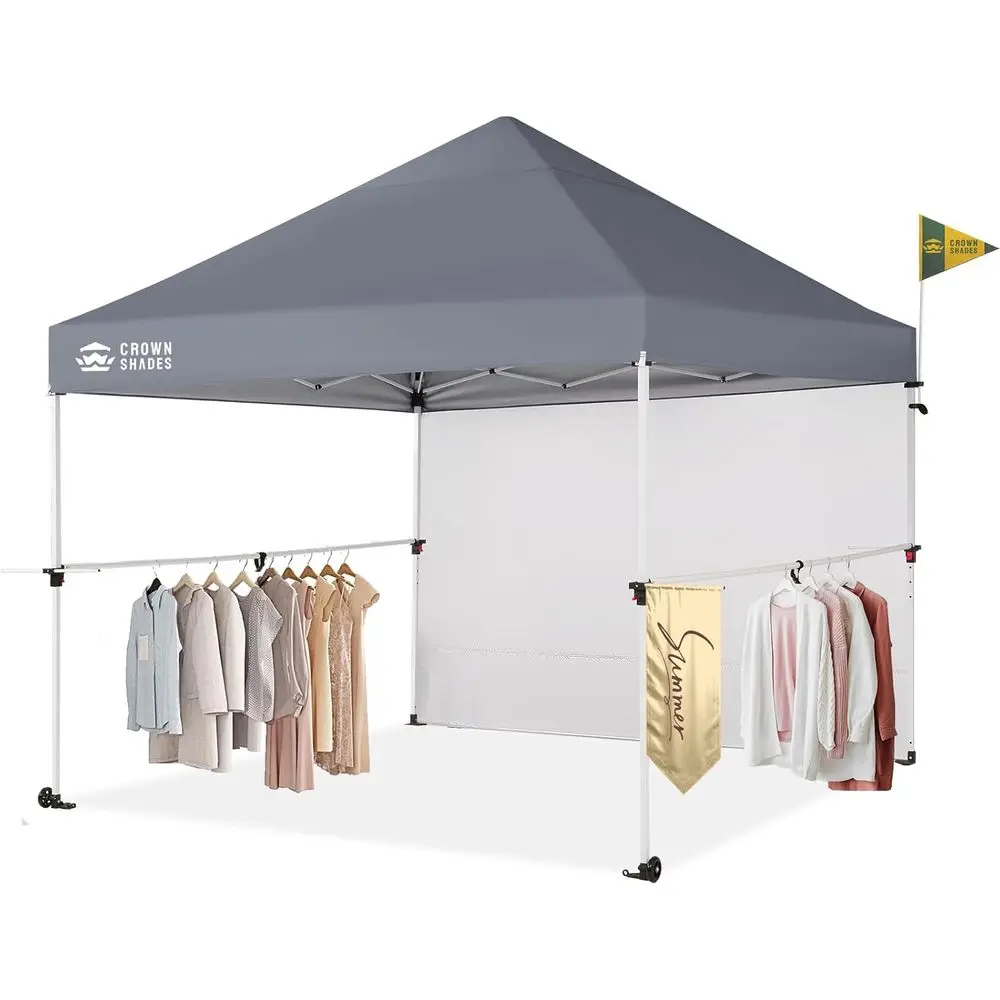 

10x10 Outdoor Event Tent with Centerlock, 400D Fabric, 1 Side Panel, Wheels, Storage Bag, Grey