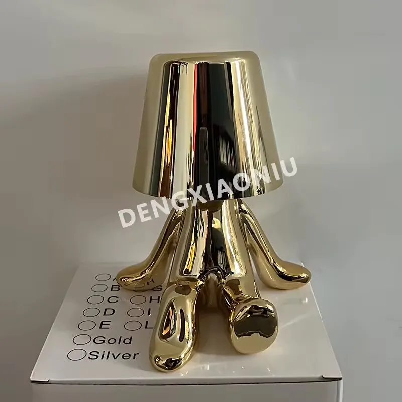 Little Golden Man Table Lamp Bedroom Touch Bedside Atmosphere Night lighting Decoration Desk Light Ornament Bar Home Restaurant