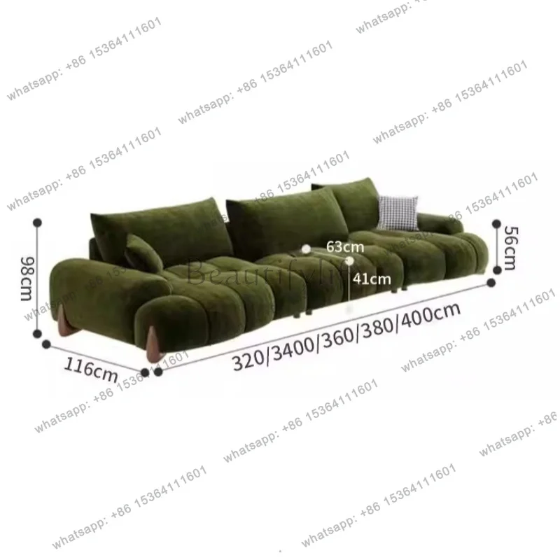 LJY Retro style modern Schneier sofa Four person straight curved sofa interior elegant comfortable living room couch hotel furni