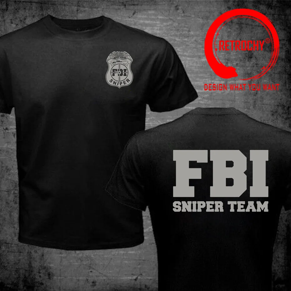 Fashion New FBI Sniper Team T-Shirt Double Side Print Men Cotton O-neck T Shirt Woman Man Hip Hop Tops Tee Shirt Harajuku tshirt