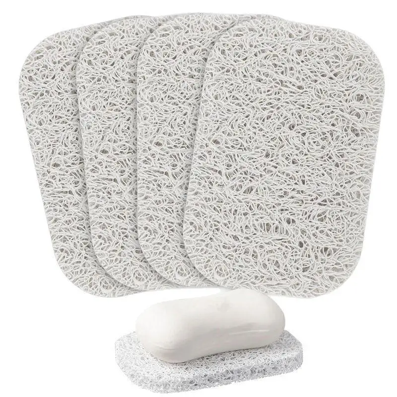 4pcs Nonslip Soap Dish Tray Shower And Bath Cleaning Sponge Holder Soap Saver Draining Lift Pad Self Draining Soap Bar Holder