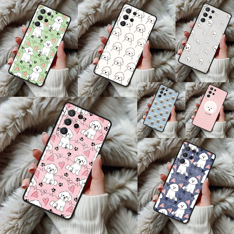 Cute Cartoon Bichon Frise Phone Case For Samsung Galaxy S24 S25 S26 Ultra S22 S23 Plus S21 S20 FE Note10 TPU Cover