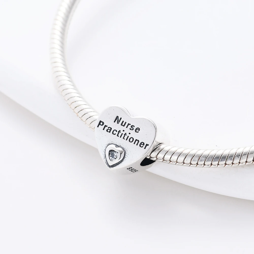 New 925 Sterling Silver Pill Stethoscope Nurse Charm Of Ley 925 Chain Beaded Fit Original Bracelet Accessories DIY Women Jewelry view 2