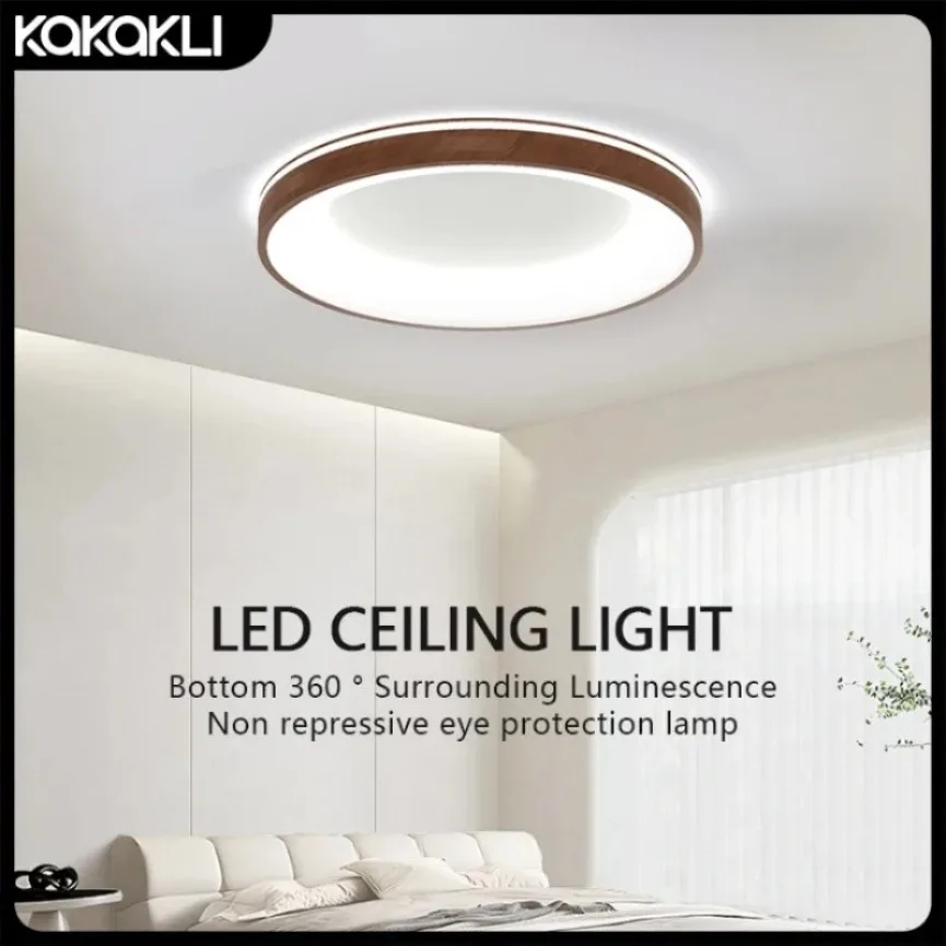 

Circular LED Ceiling Light Modern Minimalist Wood Grain Art Design Living Room Bedroom Study Corridor Balcony Indoor Lighting