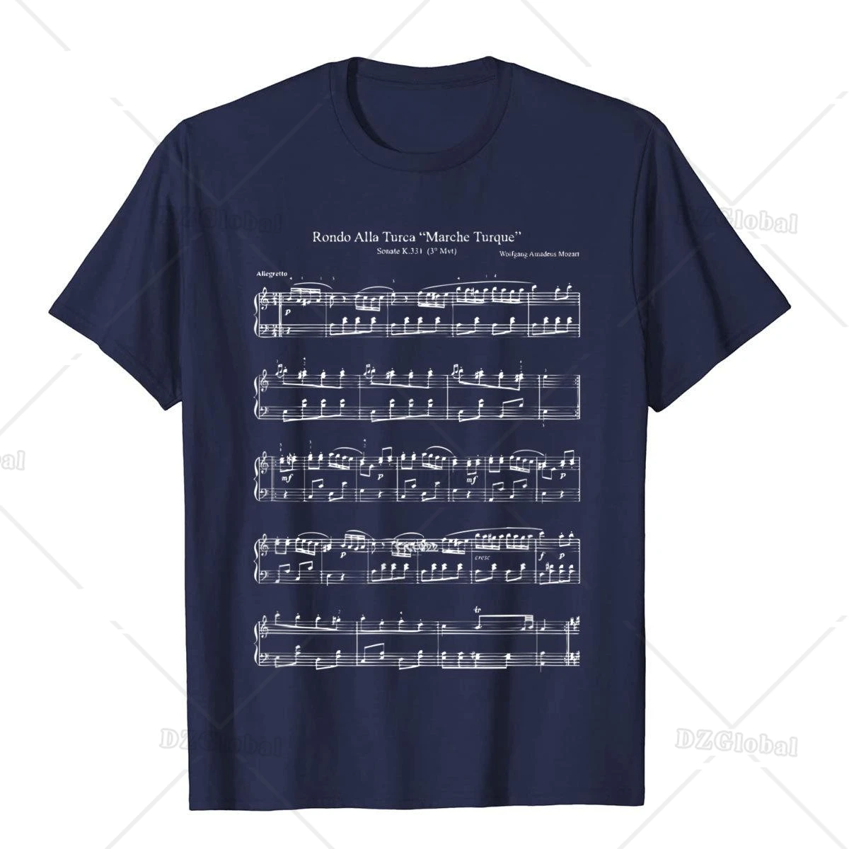 Mozart Music Notes Score Rondo Alla Turca Funny T-Shirt Cosie Cotton Mens Tees Fashionable Cheap Harajuku T Shirts