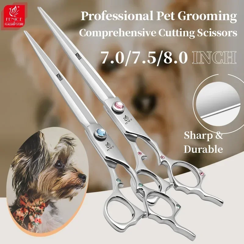 Fenice 7.0 /7.5 inch High quality Japan 440C pet dog hair grooming straight cutting scissors