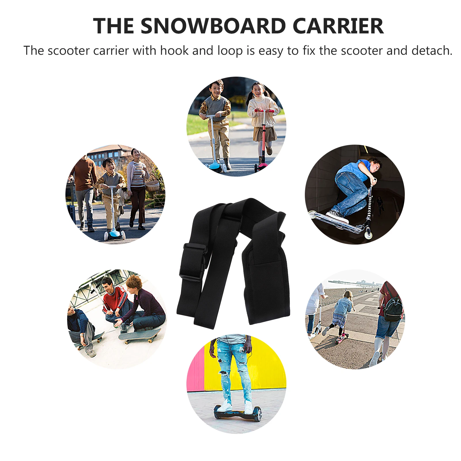 Universal Scooter Shoulder Strap Adjustable Nylon Carrying Strap Skateboard Snowboard Carrier Anti Slip Comfortable
