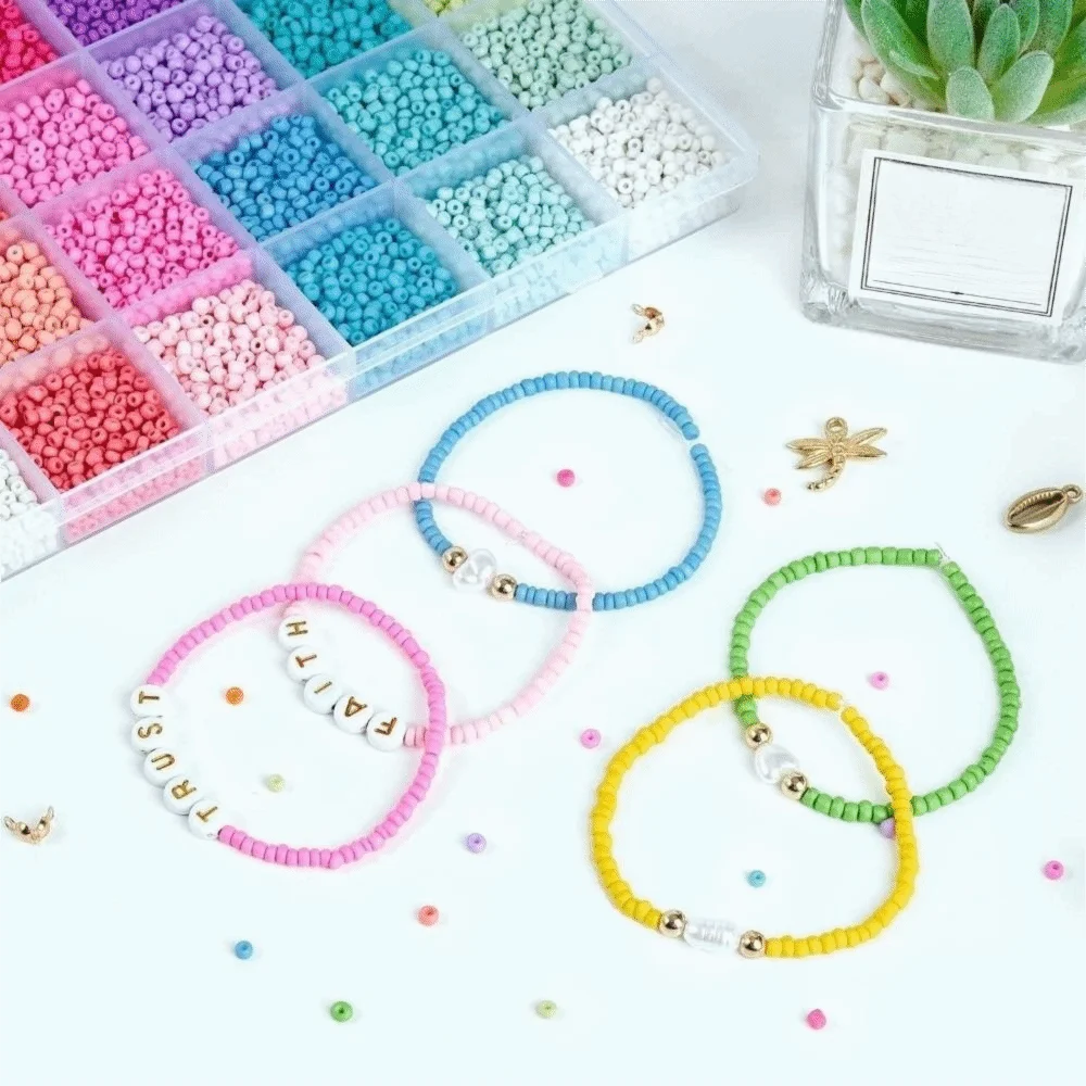 

28+2Grid Jewelry Making DIY Bracelet Phone Strap Kit​ Necklaces Ornament 3mm Glass Beads Set with Letter Bead Handmade