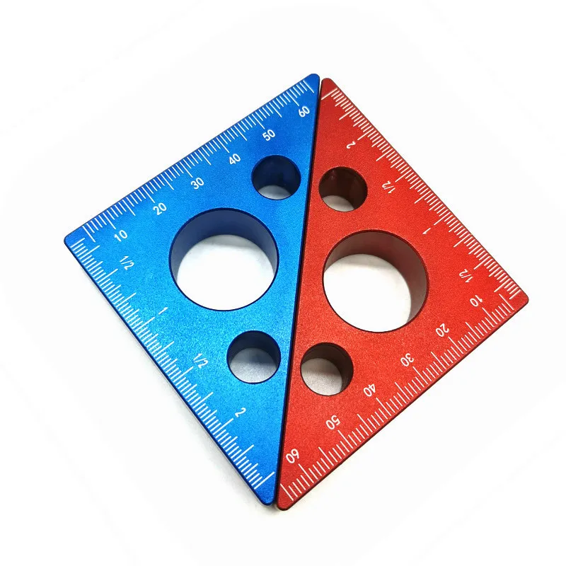 45 Degree Aluminum Alloy Angle Ruler Imperial and Metric Triangle Ruler Carpenter\'s Workshop Woodworking Square Measuring Tools