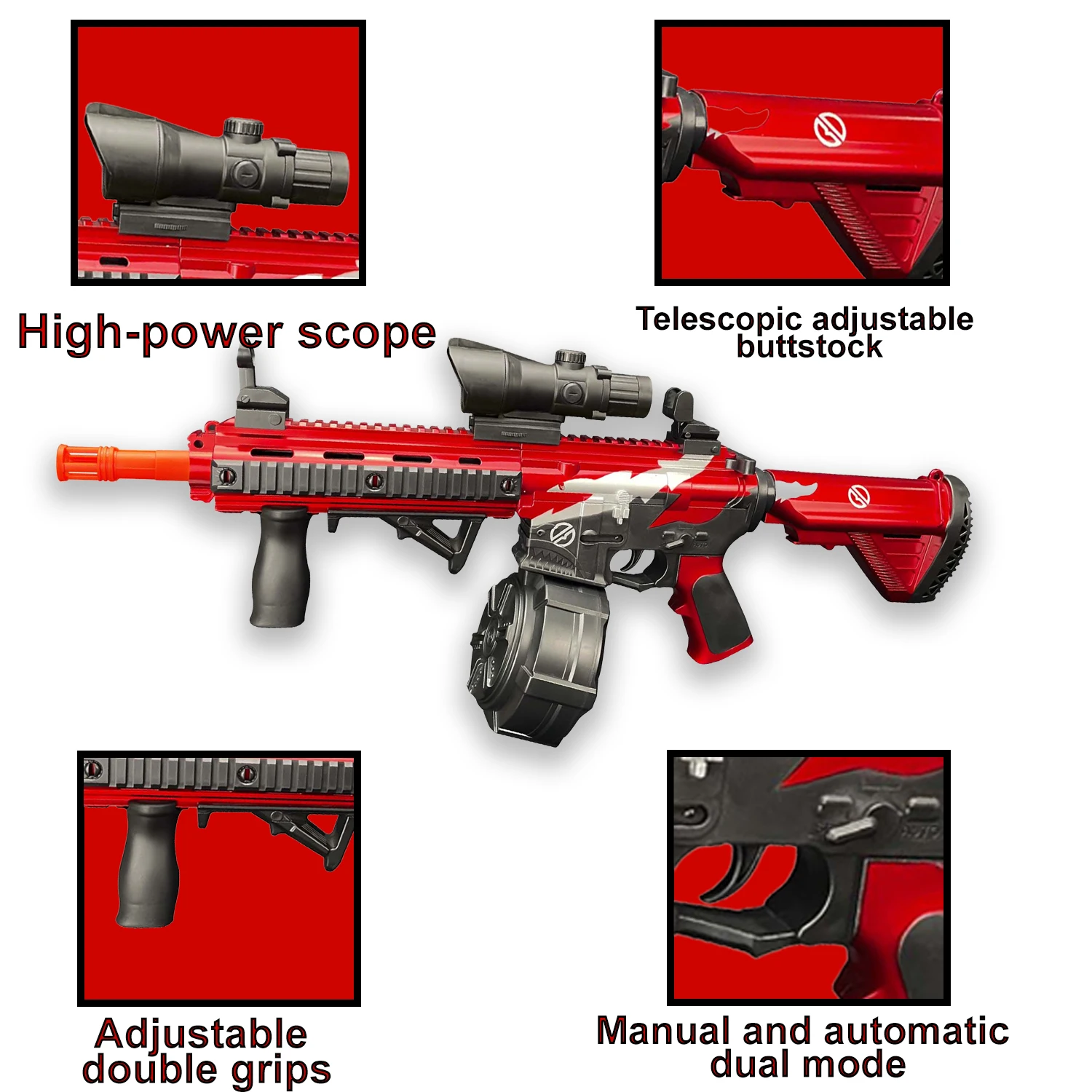 M416 장난감 총 야외 전동 블래스터 슈팅 스포츠 젤 총알 슈팅 장난감 야외 게임에 적합 (총알 미포함)