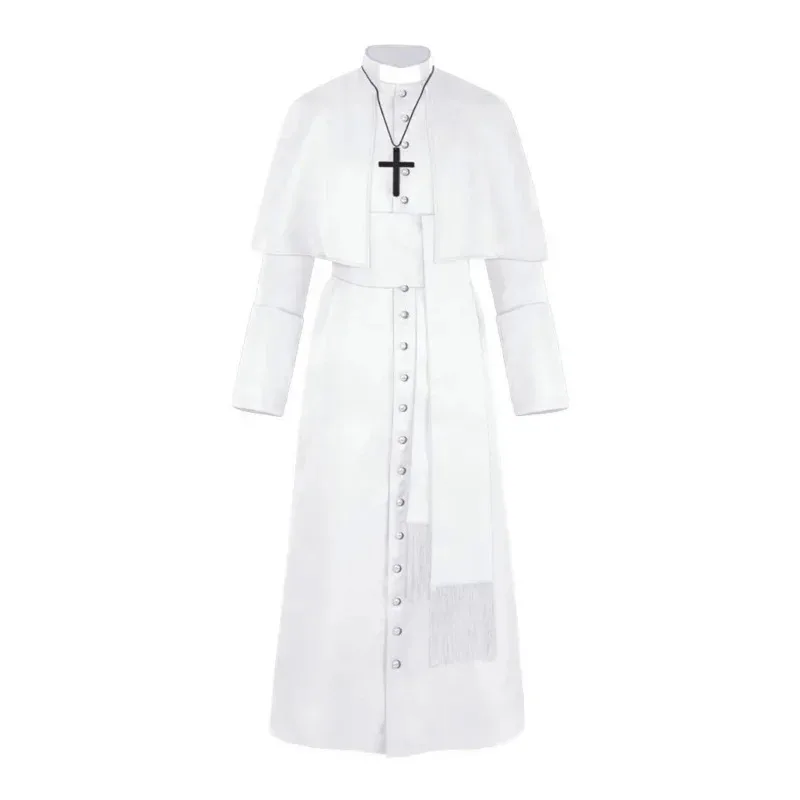 

Medieval Renaissance Priest Costume Catholic Church Religious Roman Retro Pope Pastor Father Mass Missionary Robe Clergy Cassock