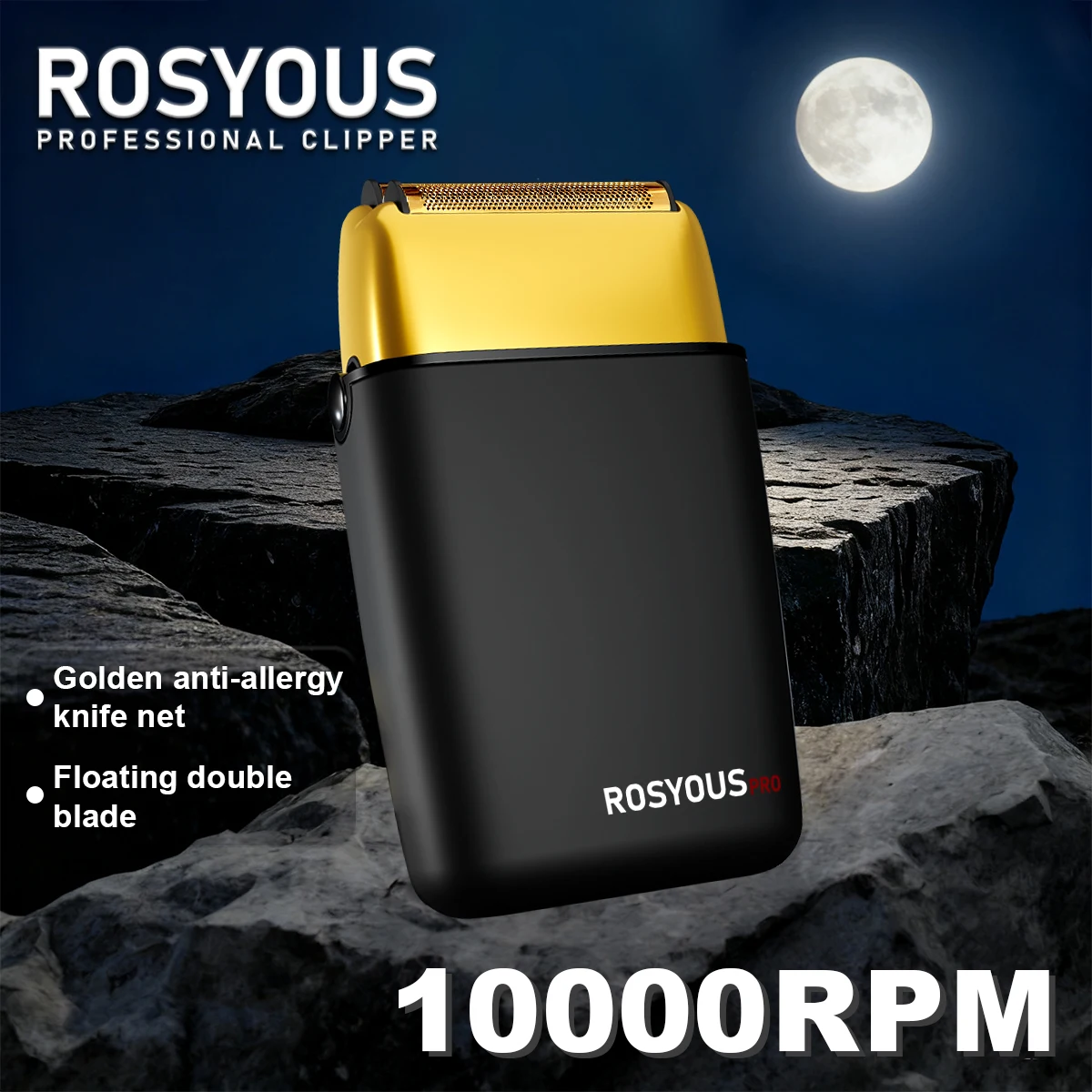 ROSYOUS RS620 Professional Barber Shaver Double Foil 10000RPM USB Interface 800mAh Hair Clipper Men's Electric Beard