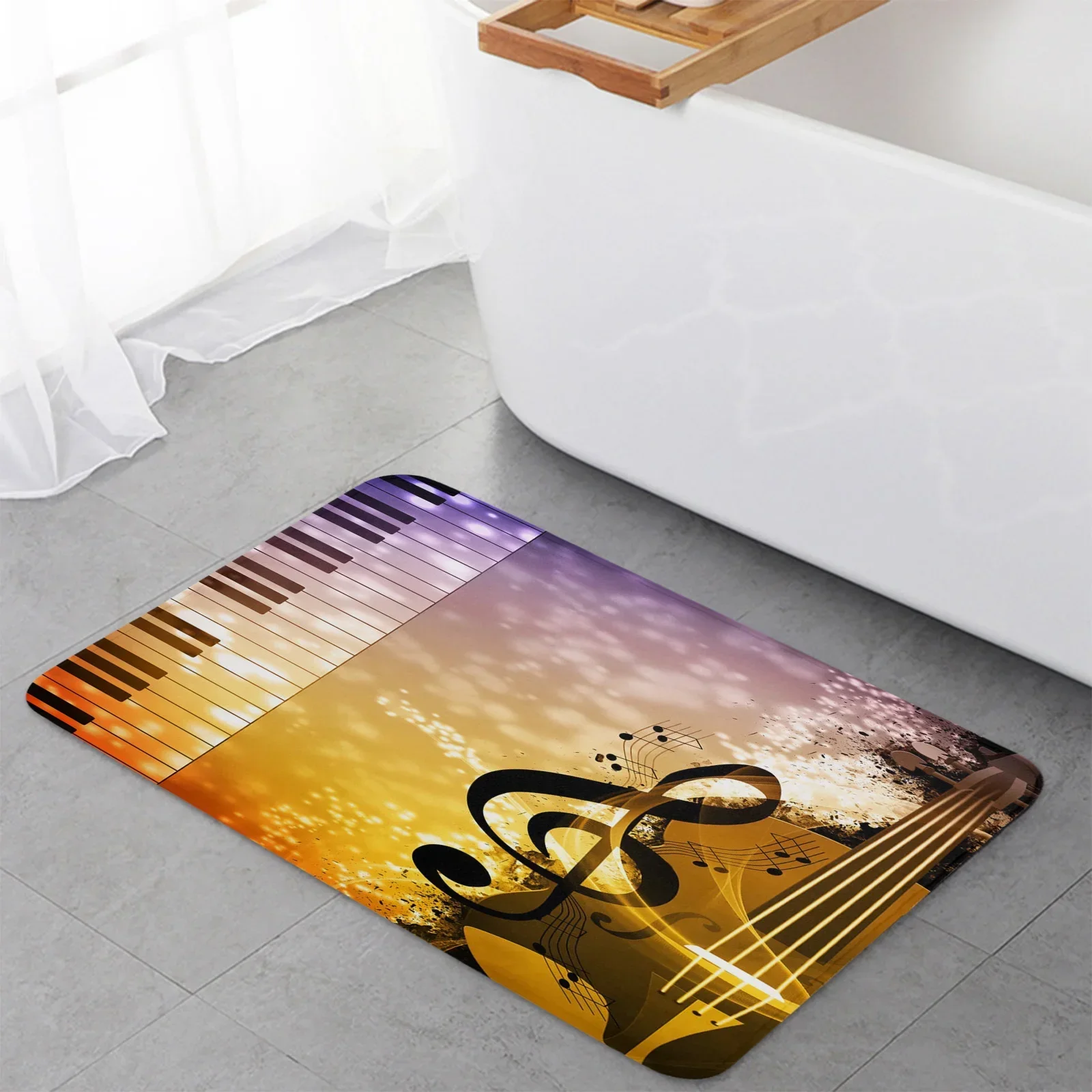 Piano Cello Music Note Floor Mat Entrance Door Mat Living Room Kitchen Rug Non-Slip Carpet Bathroom Doormat Home Decor