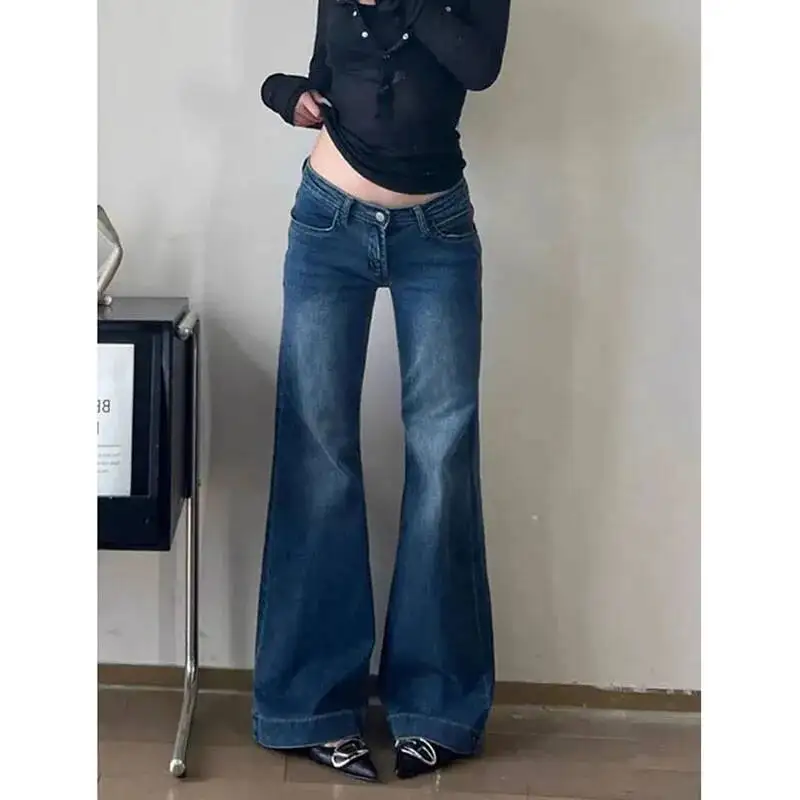 

Lucyever Y K Streetwear Low Waisted Jeans Women Korean Fashion Slimming Denim Flares Pants Spring Summer Sexy Wide Leg Trousers