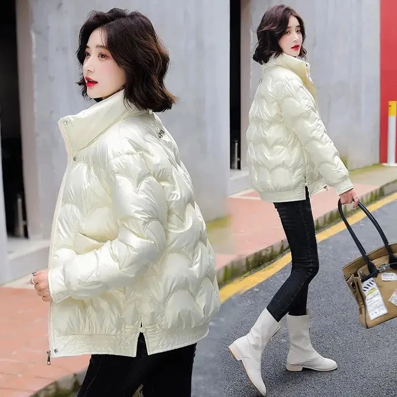 2023 New Winter Parkas Women Jackets Long Sleeve Casual Glossy Thick Warm Puffer Coat Loose Female Jacket Waterproof Outwear