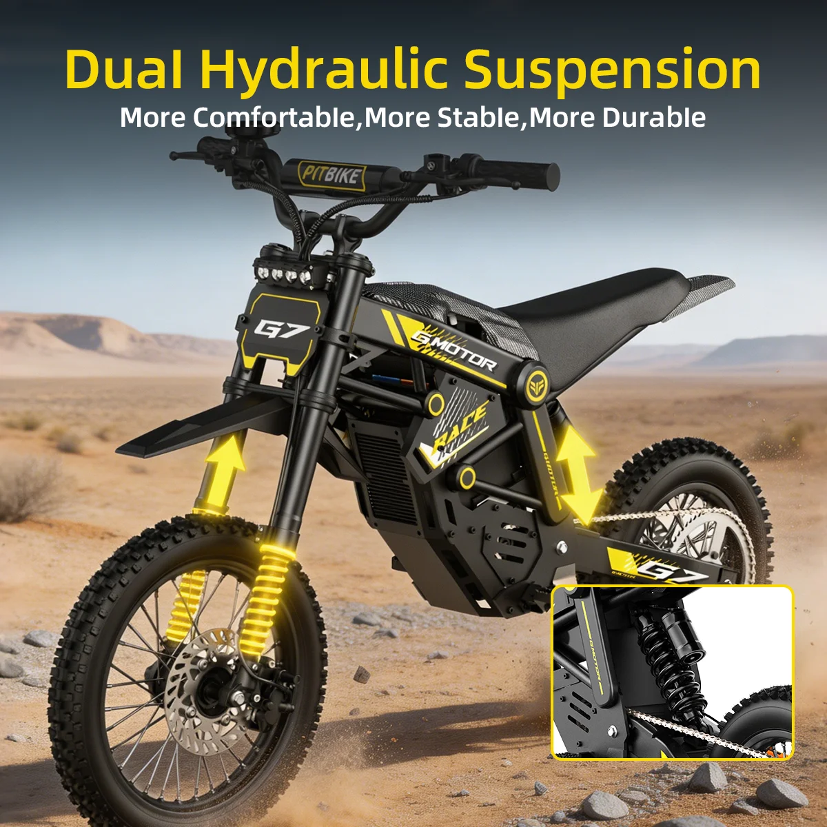 Uplee Electric Dirt Bike 4500W Peak&Up to 60 Miles 50MPH 48V 28.6Ah Battery E-Bike 14/12" Fat Tire Electric Motorcycle 3-Speed LED for Teens & Adults image 7