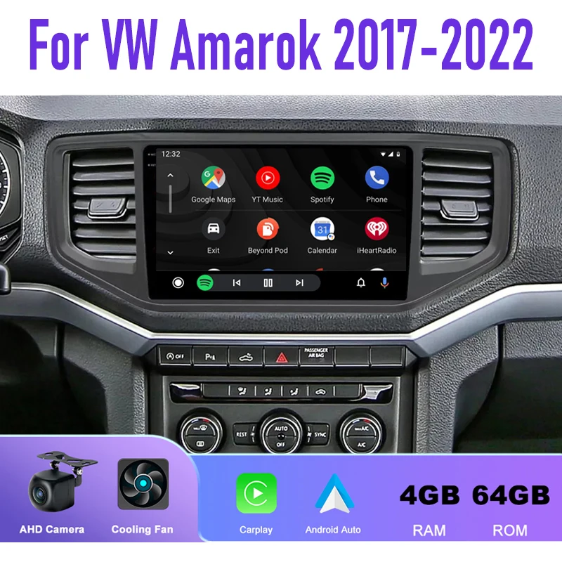 

4GB-64GB GPS 9" For VW Amarok 2017-2022 Multimedia Player Carplay Android 13 Auto Wireless BT WIFI Navigation Intelligent System