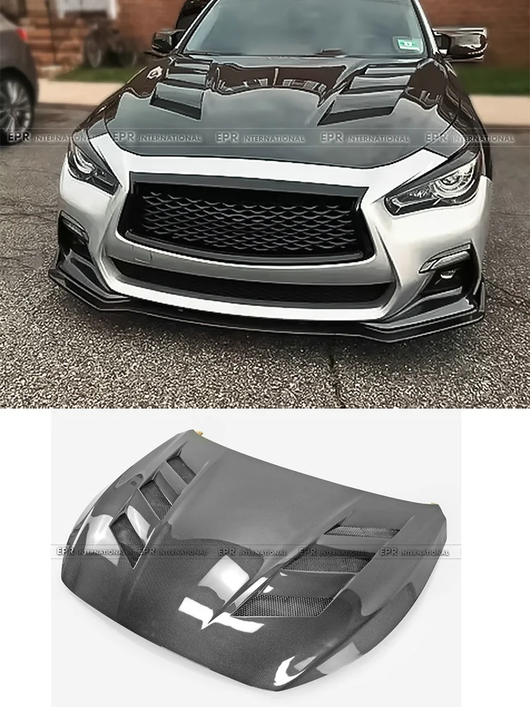 

For Infiniti Q50 V37 AM Type Front Vented Hood for 2014 - 2019 Models | High - Quality Replacement Part