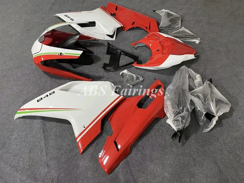 ABS 오토바이 풀 페어링 키트, Ducati 848 evo 1098 1198 차체 세트 맞춤, 레드 그린 화이트, 4 가지 선물, 신제품