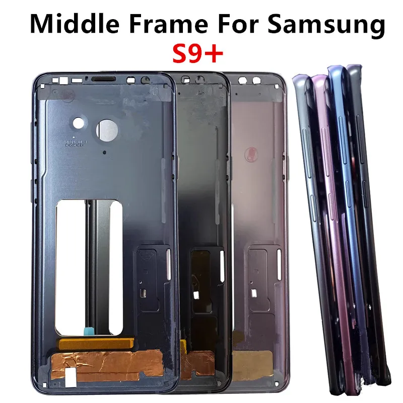 S9Plus For Samsung Galaxy S9 Plus G965 Middle Frame Housing Board LCD Faceplate Bezel Replace Repair Parts + Side Buttons