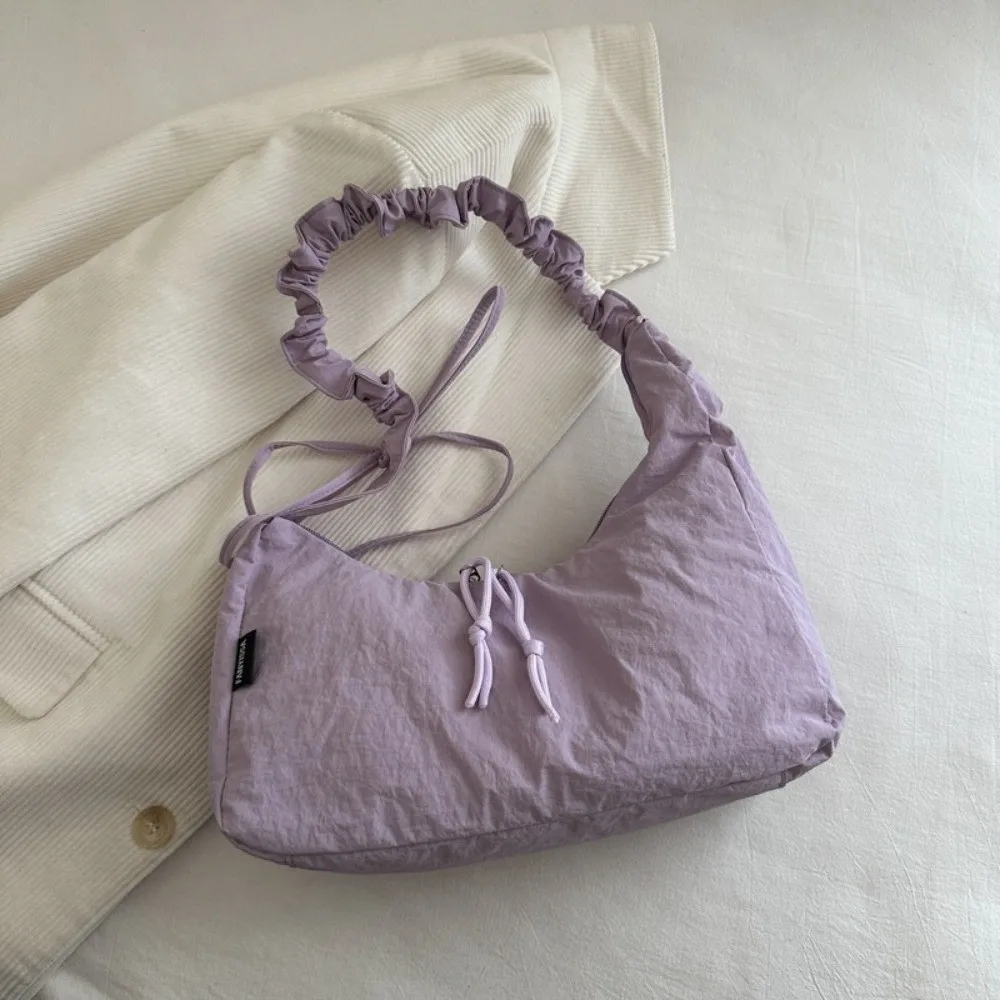 حقيبة زلابية كورية خفيفة الوزن ذات ثنيات متعددة الاستخدامات ذات سعة كبيرة برباط حقيبة كتف نسائية كاجوال من النايلون للفتيات #4