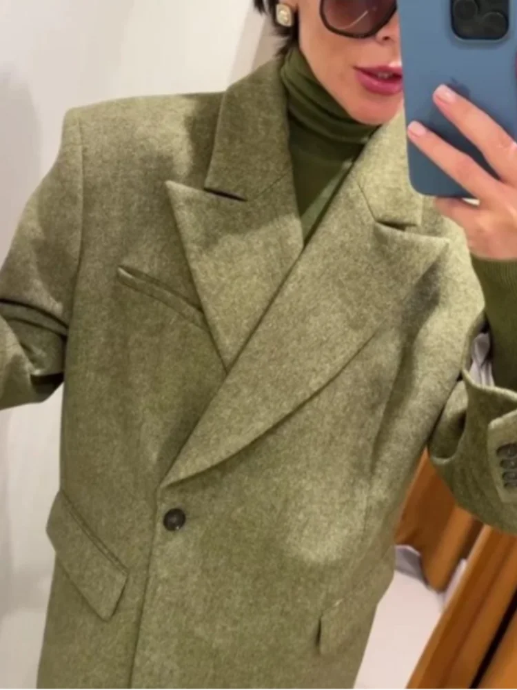 Blazer di lana Pantaloni Abiti da donna Risvolto Un bottone Maniche lunghe Spalline Set Donna 2025 Autunno Inverno Moda Solid Outwear