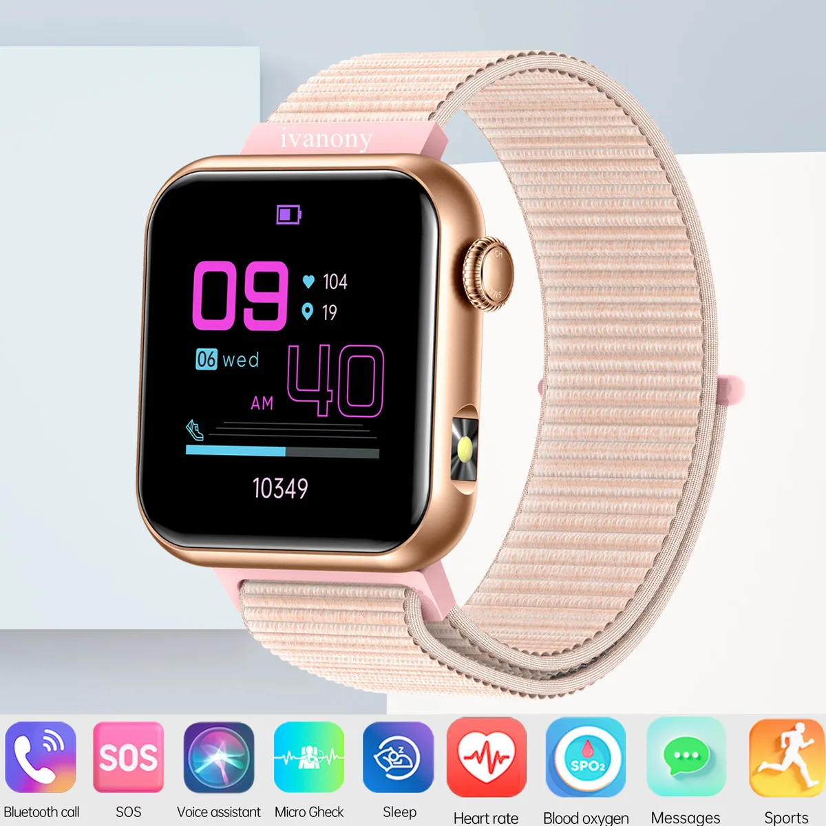 

Женские умные часы с Bluetooth-вызовом, голосовой помощник, трекер женского здоровья, водонепроницаемые, IP68, пользовательские циферблаты, 1,72 дюйма, наручные часы с HD-экраном