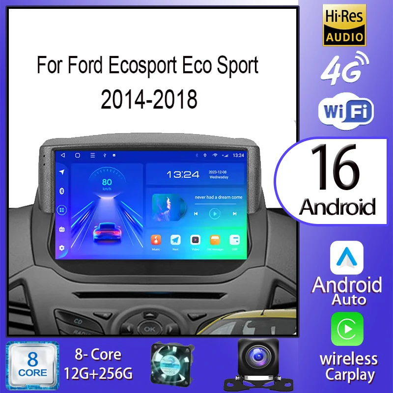 أندرويد 16 Carplay Auto لفورد Ecosport Eco Sport 2014-2018 راديو السيارة الوسائط المتعددة مشغل فيديو الملاحة ستيريو GPS 5G WIFI #1