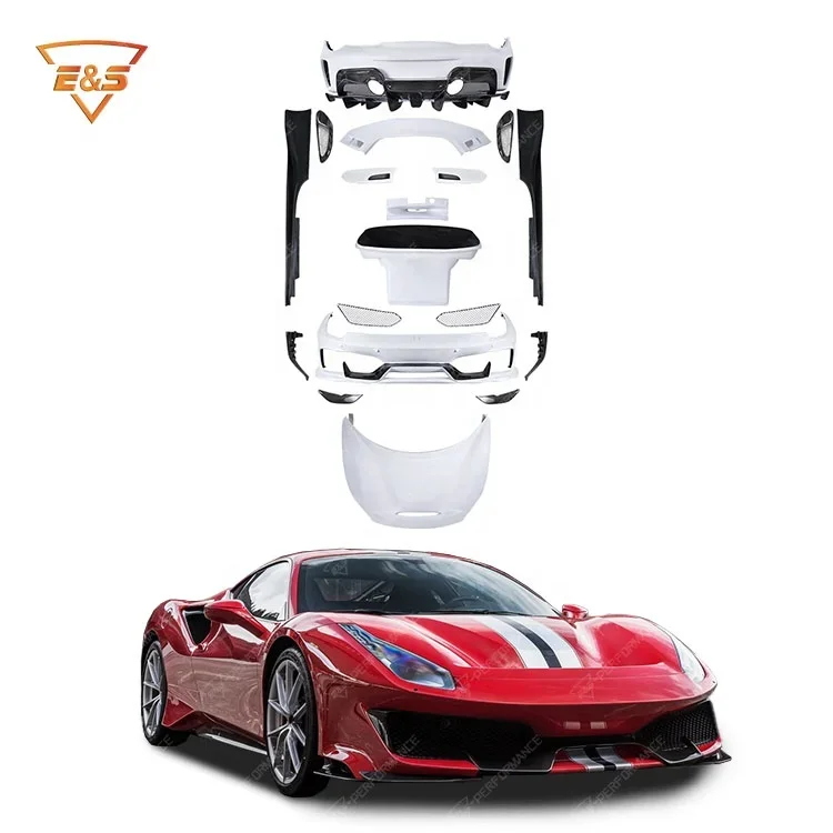 Luxury Customization upgrade to P Style body kit For Ferrari 488 with front bumper rear bumper spoiler side skirts hood