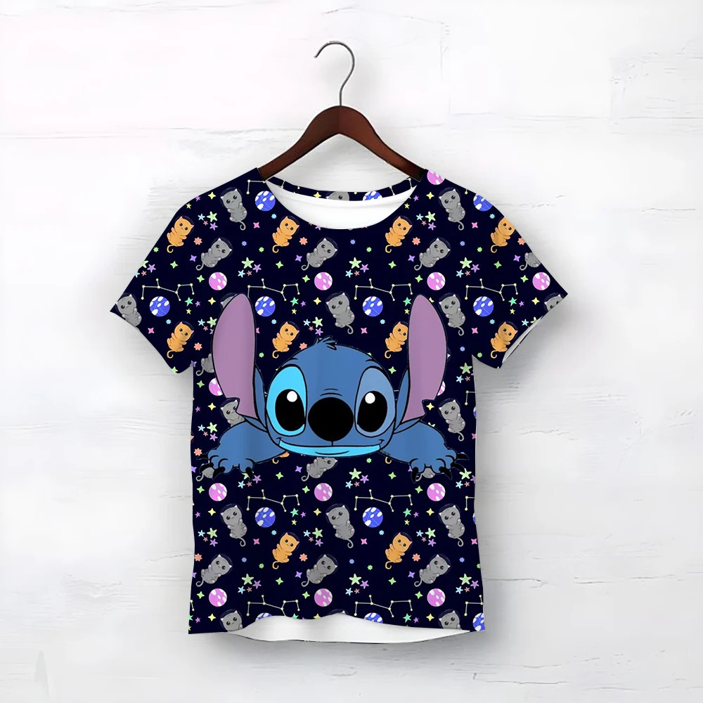 2025 Stitch Disney Funny Cartoon T Shirt Women Stitch T-shirt Graphic Tshirt Streetwear Top Tees Female Clothes