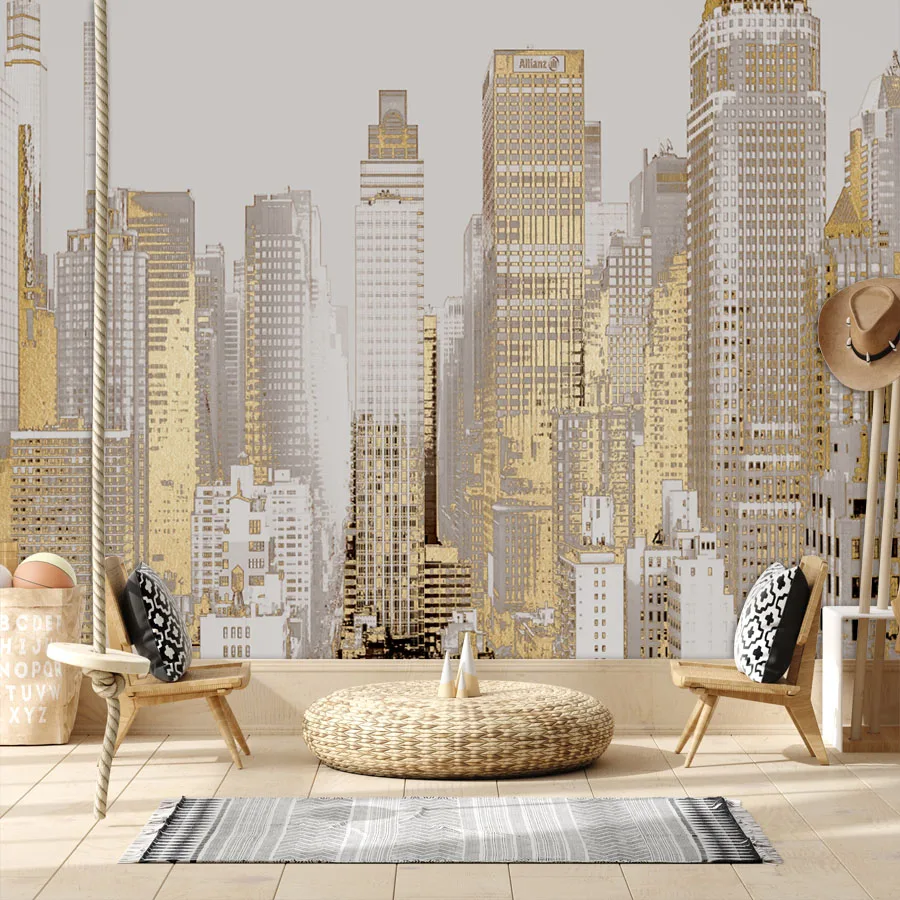 Modern Custom Peel and Stick Wallpaper for Living Room Contact Wall Papers Home Decor Panel City Building Sofa Renovation Mural