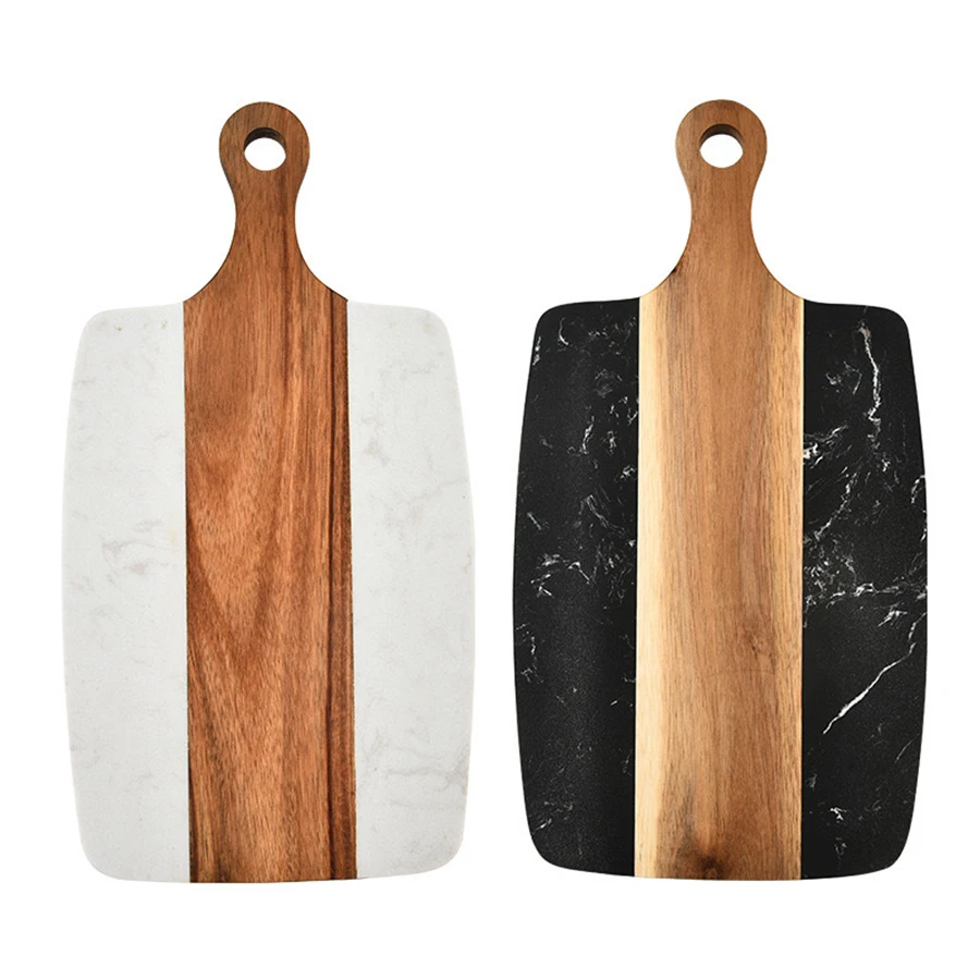 planche-a-decouper-en-bois-d'acacia-et-marbre-planche-de-service-pour-steak-et-fruits-avec-poignee-planche-a-decouper-antiderapante-pour-la-cuisine