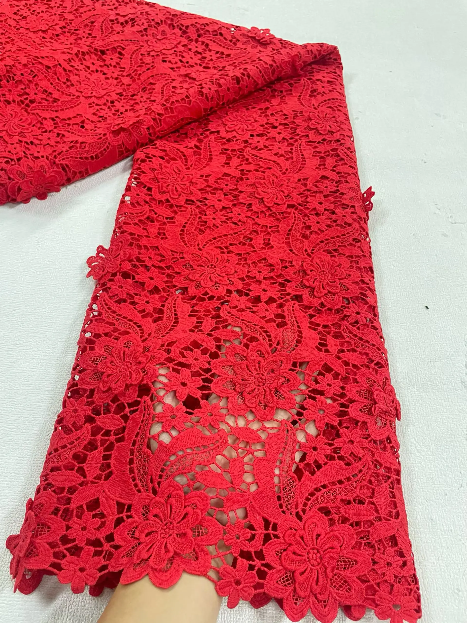 

African Nigerian High Quality Tulle Lace Fabric Embroidery Sequins French Guipure Fabric for Party/Wedding Dresses 5 Yards 2026