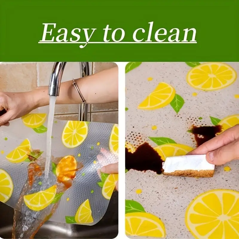 Non Adhesive Waterproof Drawer Liner With Cute Lemon Print Cuttable For Cabinets Wardrobes Shoe Racks Shelves