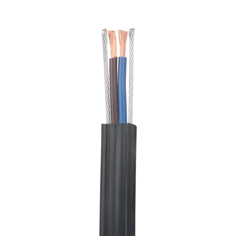 2 5 10M TVVB+2G Steel Wire Flat Cable 2/3/4/5Cores15/13/11AWG Elevator Wire Electric Retractable Door Wire Accompanying Cable